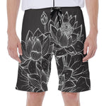 Monochrome Lotus Print Men's Beach Shorts