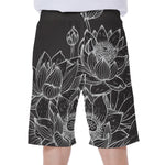Monochrome Lotus Print Men's Beach Shorts
