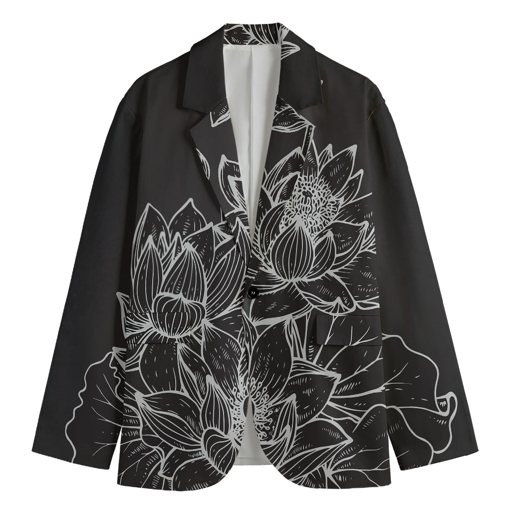 Monochrome Lotus Print Men's Blazer