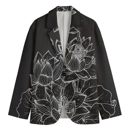 Monochrome Lotus Print Men's Blazer