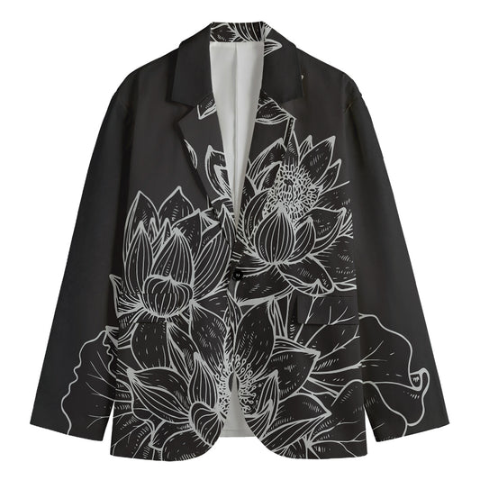 Monochrome Lotus Print Men's Blazer