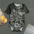 Monochrome Lotus Print Men's Bodysuit