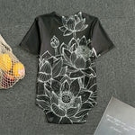 Monochrome Lotus Print Men's Bodysuit