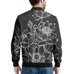 Monochrome Lotus Print Men's Bomber Jacket