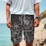Monochrome Lotus Print Men's Cargo Shorts