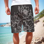 Monochrome Lotus Print Men's Cargo Shorts