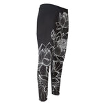 Monochrome Lotus Print Men's Compression Pants