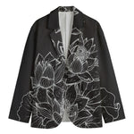 Monochrome Lotus Print Men's Cotton Blazer