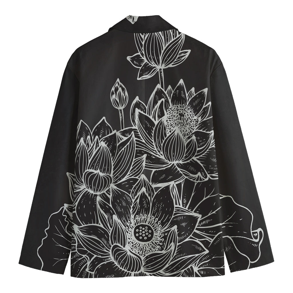 Monochrome Lotus Print Men's Cotton Blazer