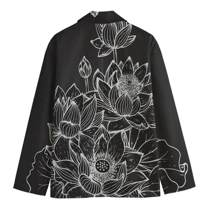 Monochrome Lotus Print Men's Cotton Blazer