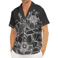 Monochrome Lotus Print Men's Deep V-Neck Shirt