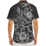 Monochrome Lotus Print Men's Deep V-Neck Shirt