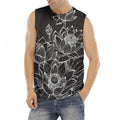 Monochrome Lotus Print Men's Fitness Tank Top