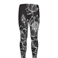 Monochrome Lotus Print Men's Leggings