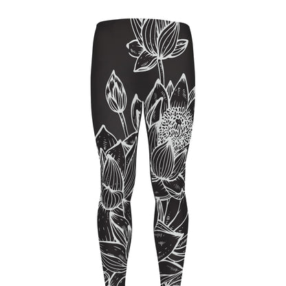 Monochrome Lotus Print Men's leggings