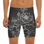 Monochrome Lotus Print Men's Long Boxer Briefs
