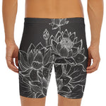 Monochrome Lotus Print Men's Long Boxer Briefs
