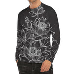 Monochrome Lotus Print Men's Long Sleeve Rash Guard