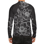 Monochrome Lotus Print Men's Long Sleeve Rash Guard