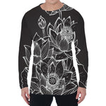 Monochrome Lotus Print Men's Long Sleeve T-Shirt