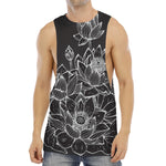 Monochrome Lotus Print Men's Muscle Tank Top
