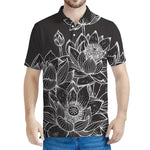 Monochrome Lotus Print Men's Polo Shirt