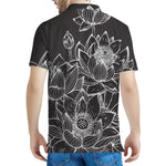 Monochrome Lotus Print Men's Polo Shirt