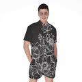 Monochrome Lotus Print Men's Romper