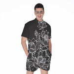 Monochrome Lotus Print Men's Rompers