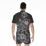 Monochrome Lotus Print Men's Rompers