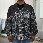 Monochrome Lotus Print Men's Shirt Jacket