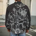 Monochrome Lotus Print Men's Shirt Jacket