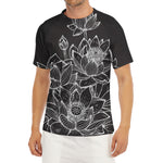 Monochrome Lotus Print Men's Short Sleeve Rash Guard