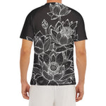 Monochrome Lotus Print Men's Short Sleeve Rash Guard