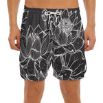 Monochrome Lotus Print Men's Split Running Shorts