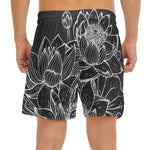 Monochrome Lotus Print Men's Split Running Shorts