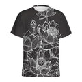 Monochrome Lotus Print Men's Athletic T-Shirt