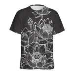 Monochrome Lotus Print Men's Sports T-Shirt