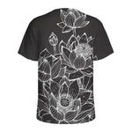 Monochrome Lotus Print Men's Sports T-Shirt