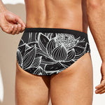 Monochrome Lotus Print Men's Swim Briefs