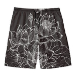 Monochrome Lotus Print Men's Swim Trunks