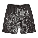 Monochrome Lotus Print Men's Swim Trunks
