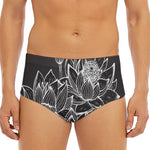 Monochrome Lotus Print Men's Triangle Swim Briefs