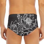 Monochrome Lotus Print Men's Triangle Swim Briefs
