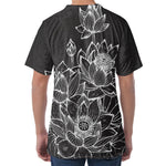 Monochrome Lotus Print Men's Velvet T-Shirt