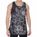 Monochrome Lotus Print Men's Velvet Tank Top