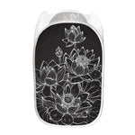 Monochrome Lotus Print Mesh Laundry Hamper
