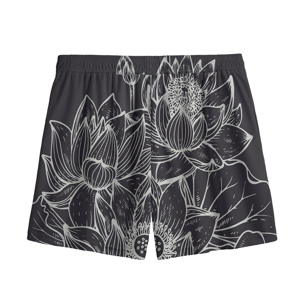 Monochrome Lotus Print Mesh Shorts