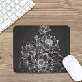 Monochrome Lotus Print Mouse Pad