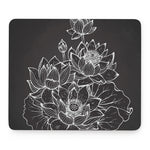 Monochrome Lotus Print Mouse Pad